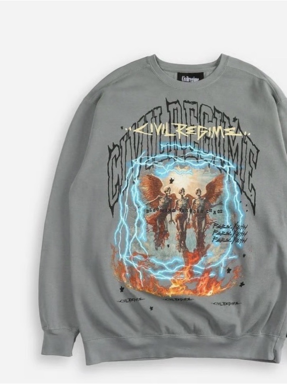 Civil regime lightning burns classic Crewneck Graphic Sweatshirt in Gray sz lg